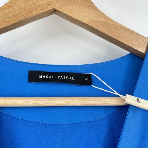 Magali Pascal | NWT Electric Blue Milena Dress Silk Blend Gathered Midi S - Picture 4 of 12